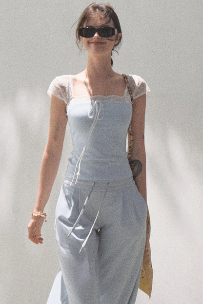 Cotton V-Neck Wide Leg Set-Up