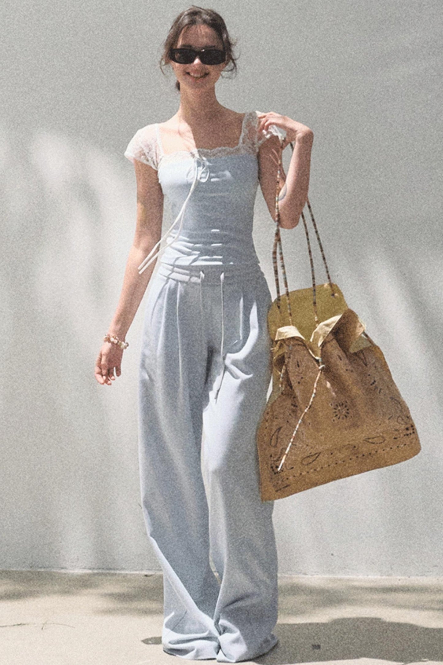 Cotton V-Neck Wide Leg Set-Up