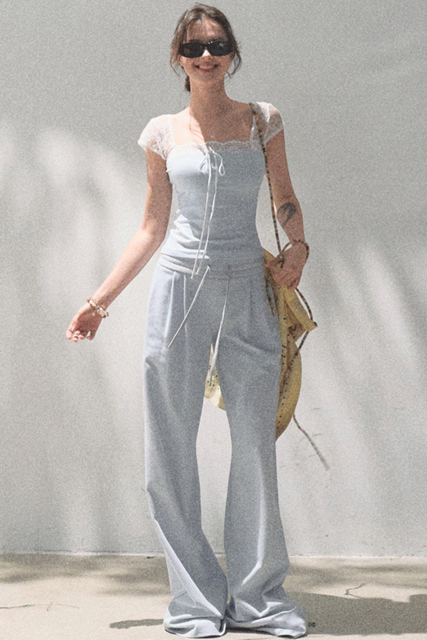 Cotton V-Neck Wide Leg Set-Up