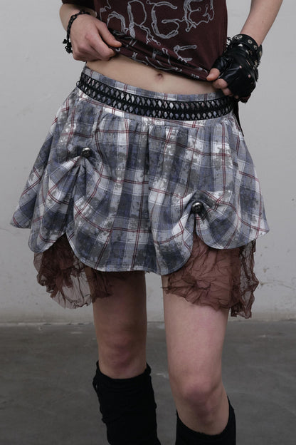 Straight silhouette Plaid Skirt