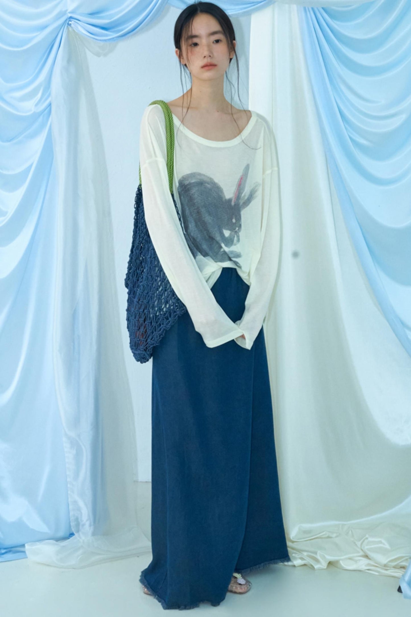 Hand-Painted Tencel Long Sleeve Top