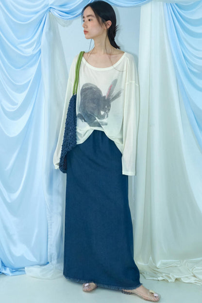 Hand-Painted Tencel Long Sleeve Top