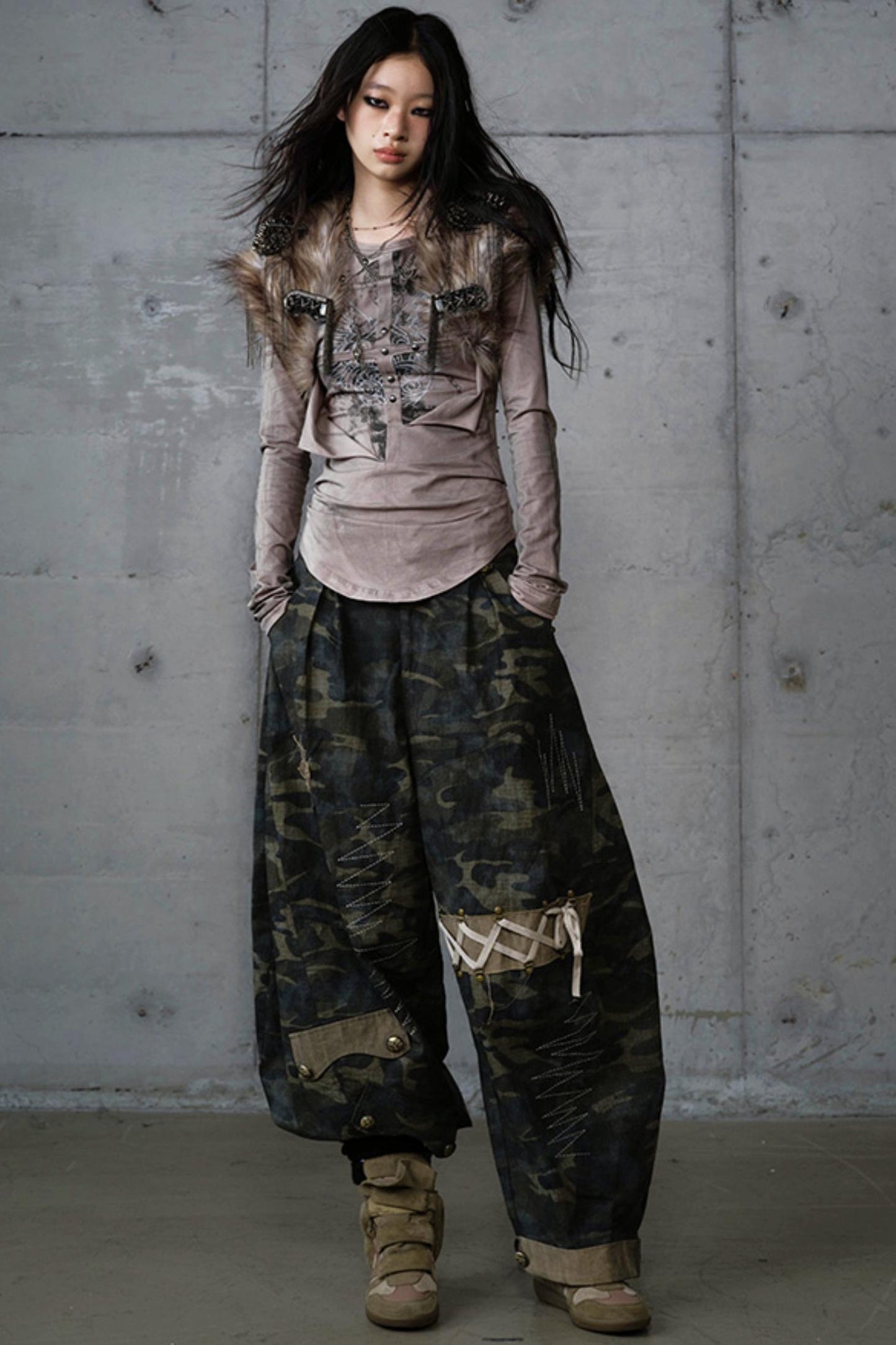 Heavy Industry Embroidery Camouflage Trousers