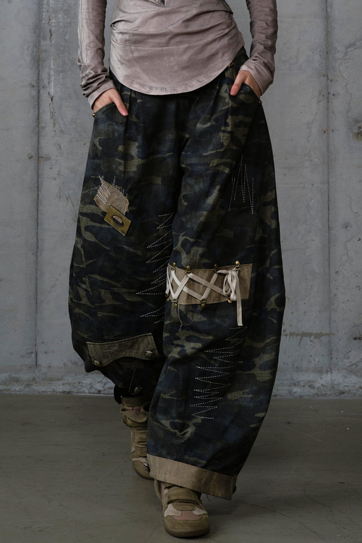 Heavy Industry Embroidery Camouflage Trousers