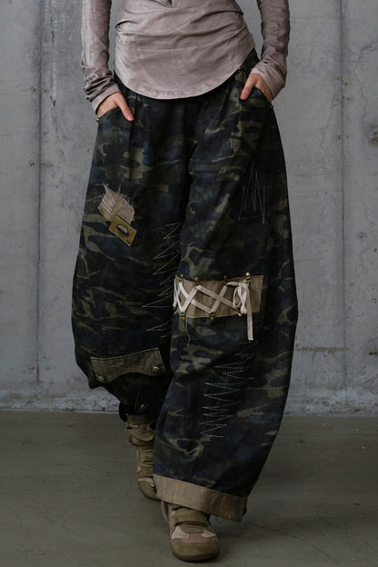 Heavy Industry Embroidery Camouflage Trousers