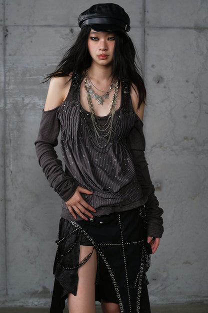 Leaky Shoulder Long Sleeve Top