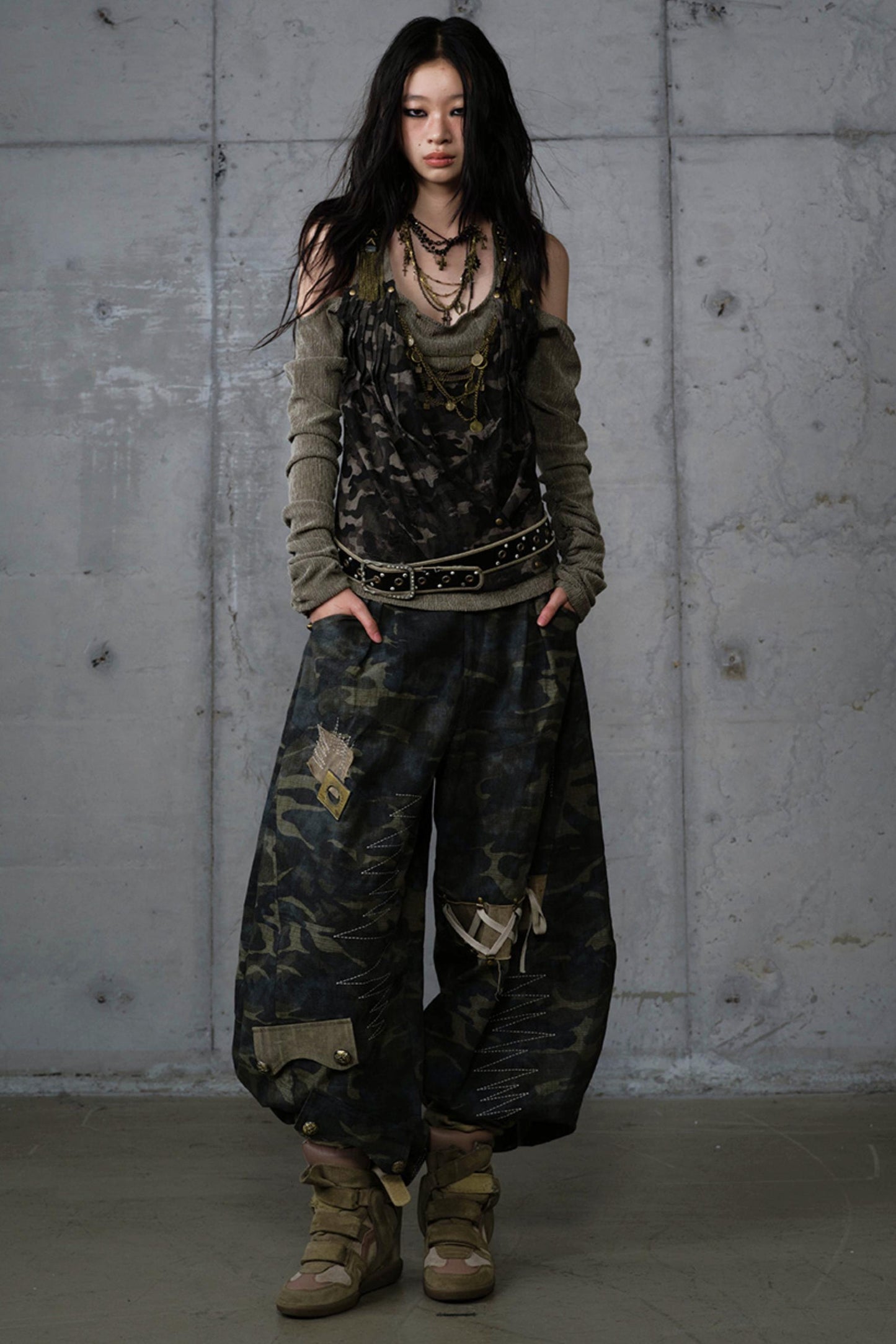 Heavy Industry Embroidery Camouflage Trousers