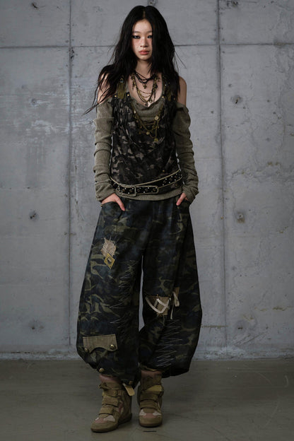 Heavy Industry Embroidery Camouflage Trousers