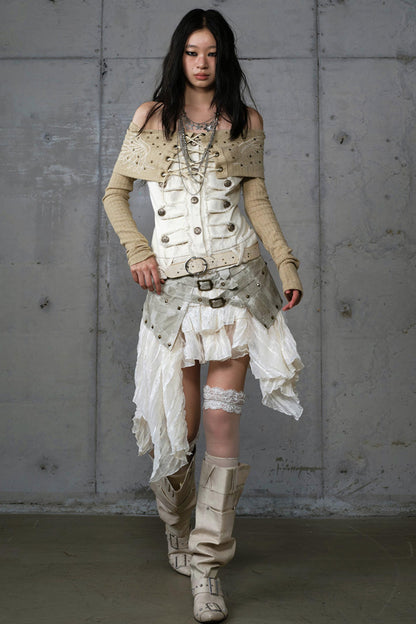 Vintage Denim Embroidered Long Sleeve Shirt