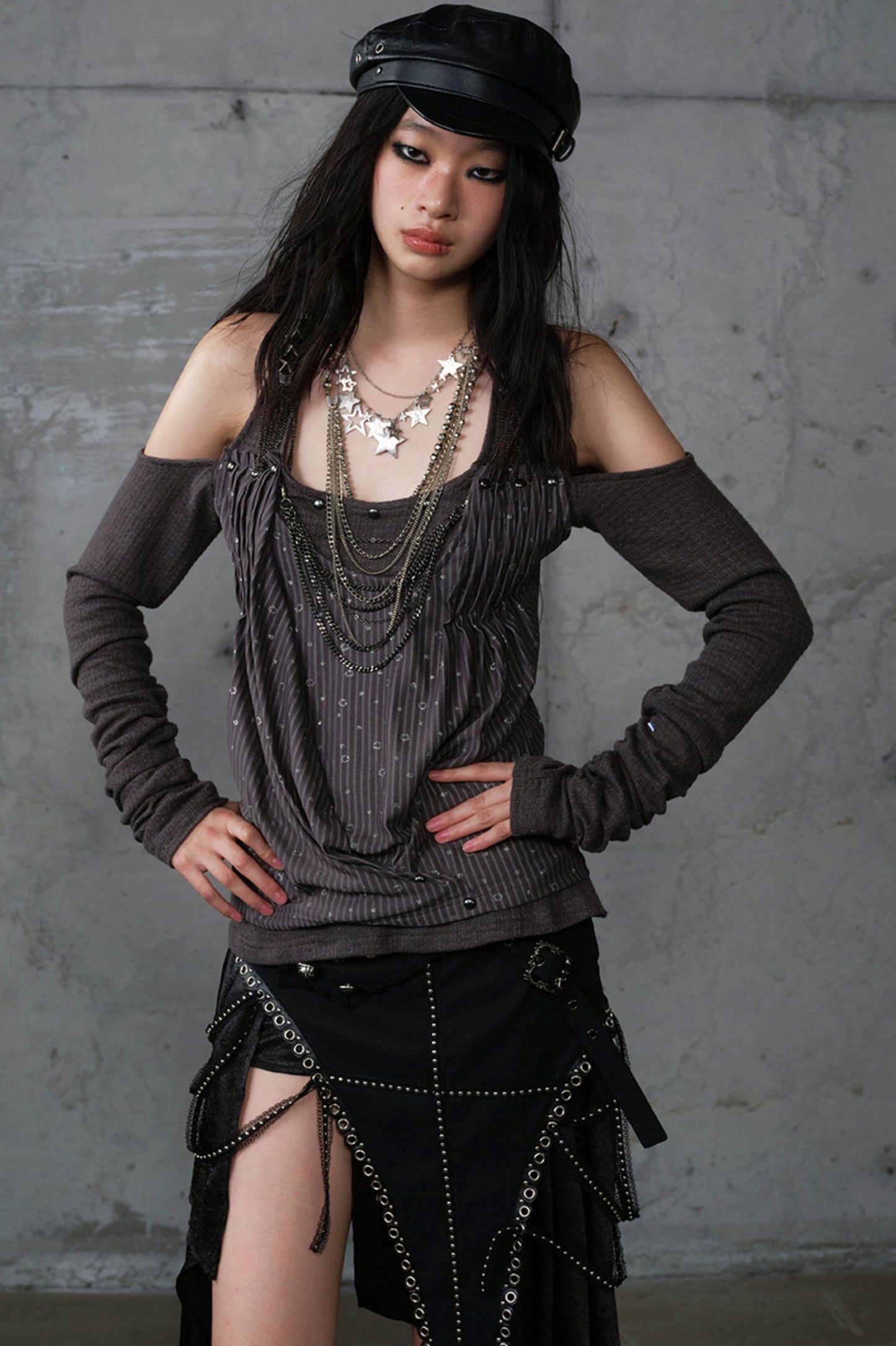 Leaky Shoulder Long Sleeve Top