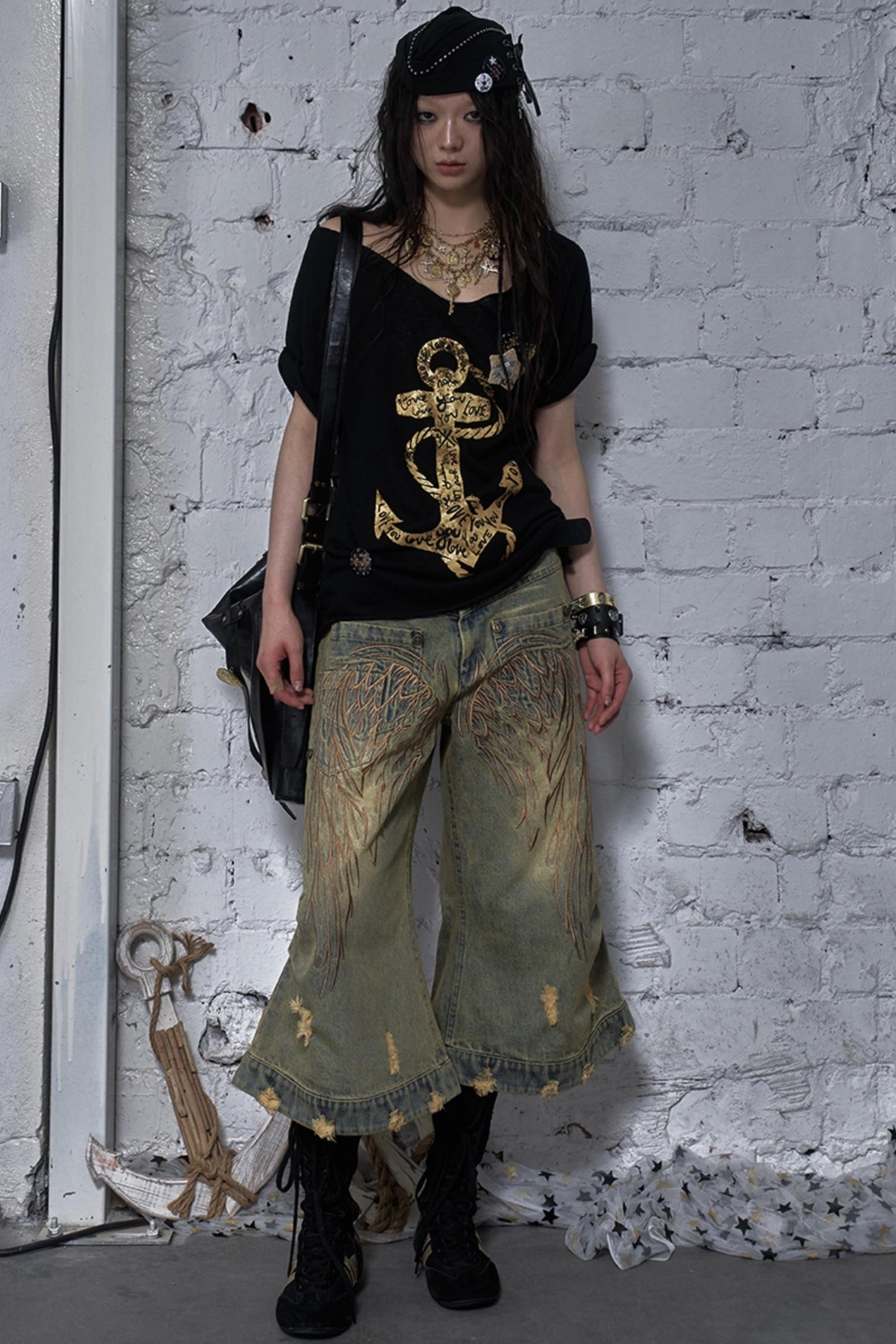 Sailor Style Printed Loose T-Shirt