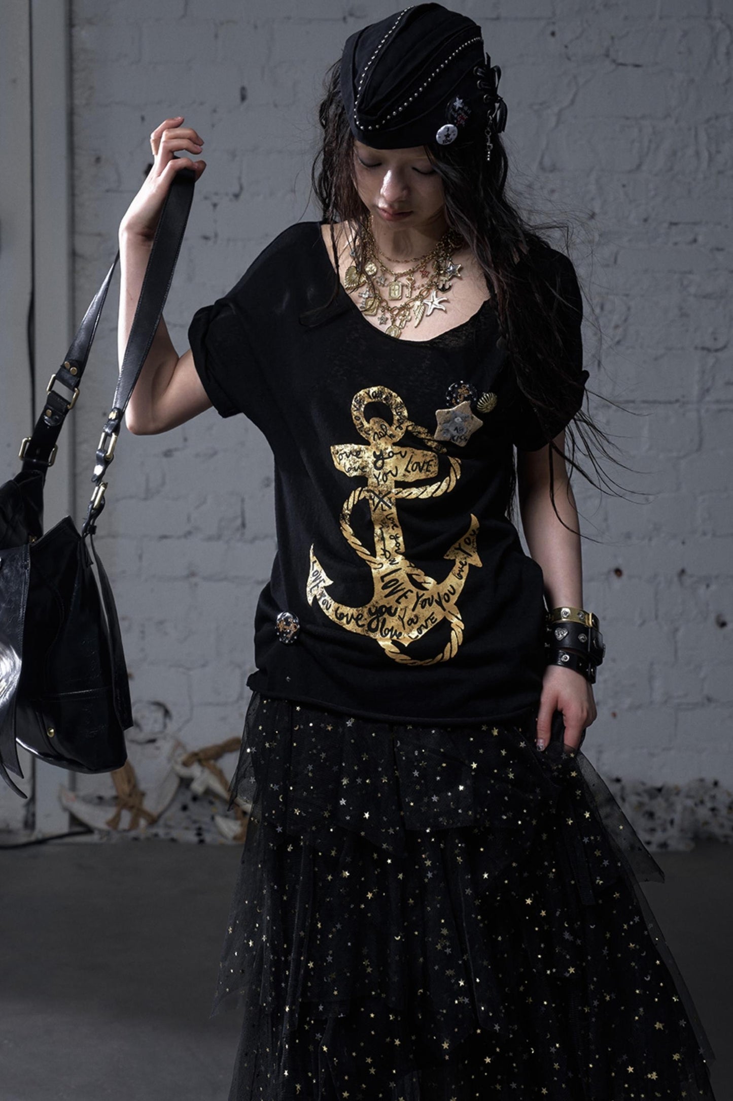 Sailor Style Printed Loose T-Shirt