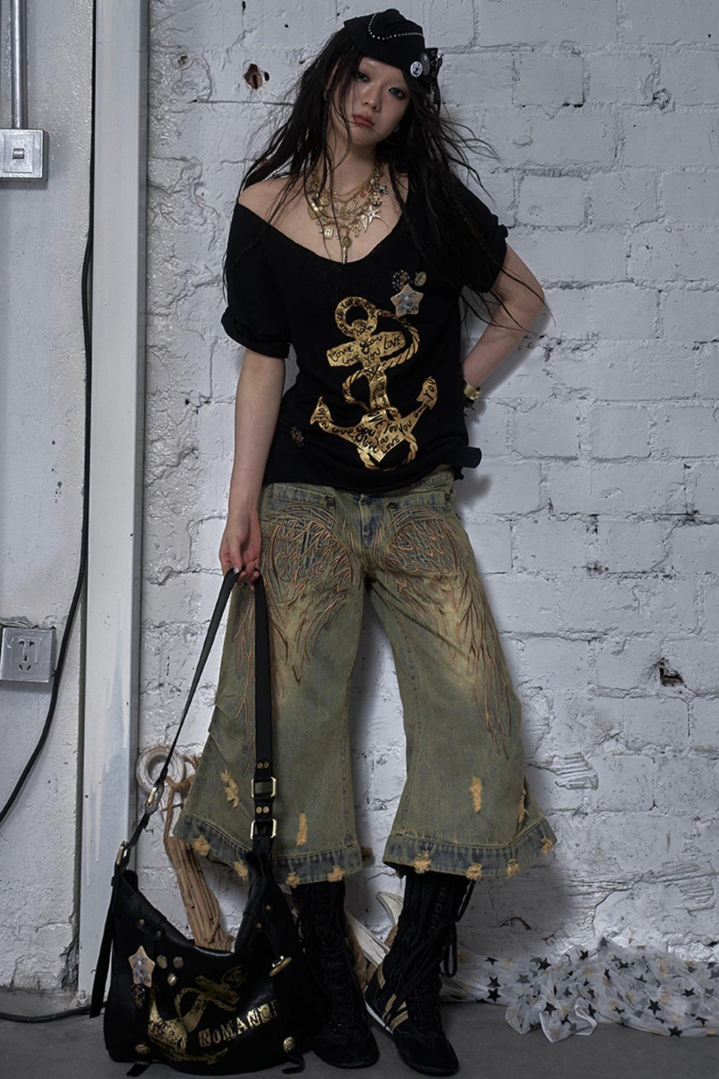 Sailor Style Printed Loose T-Shirt