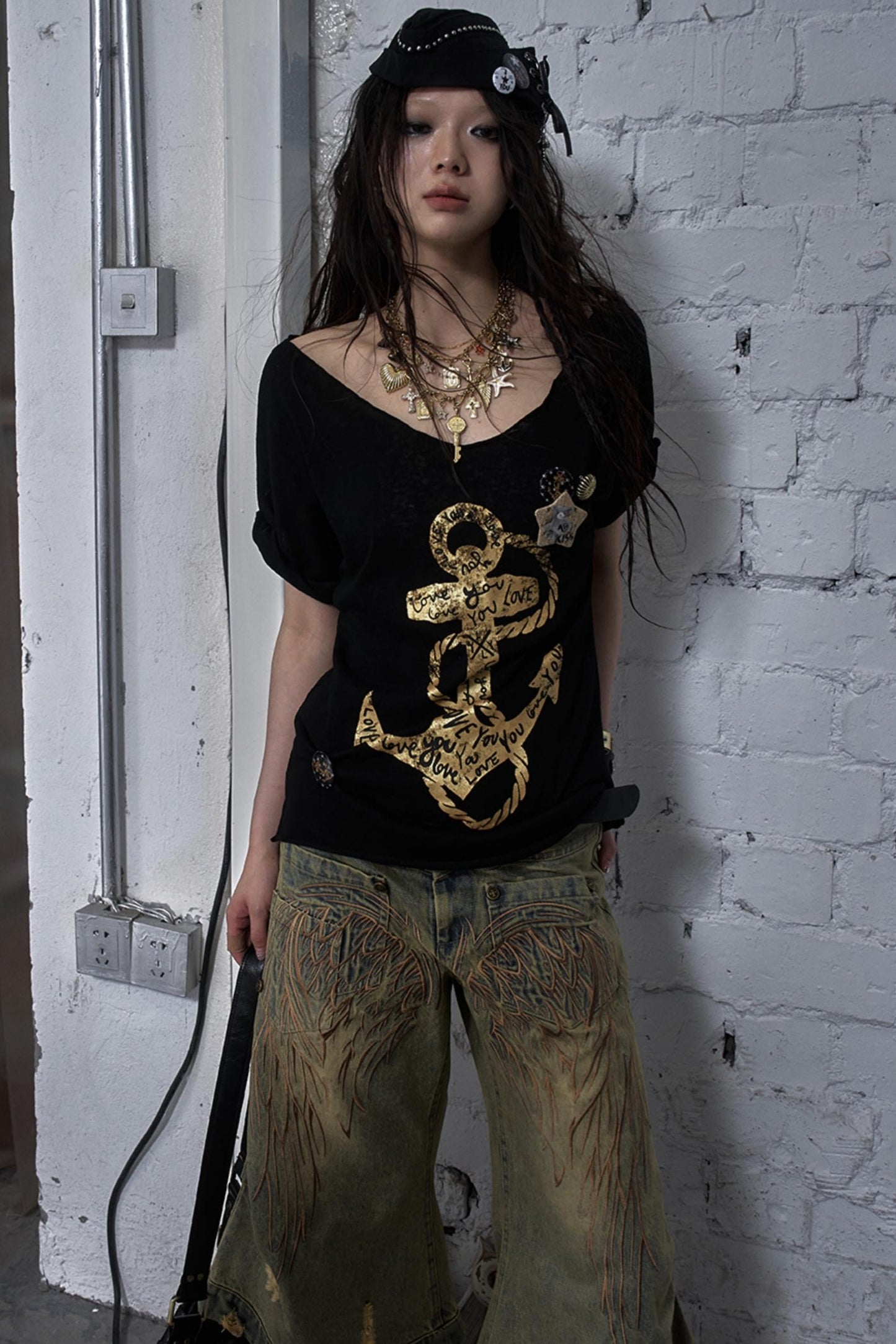 Sailor Style Printed Loose T-Shirt