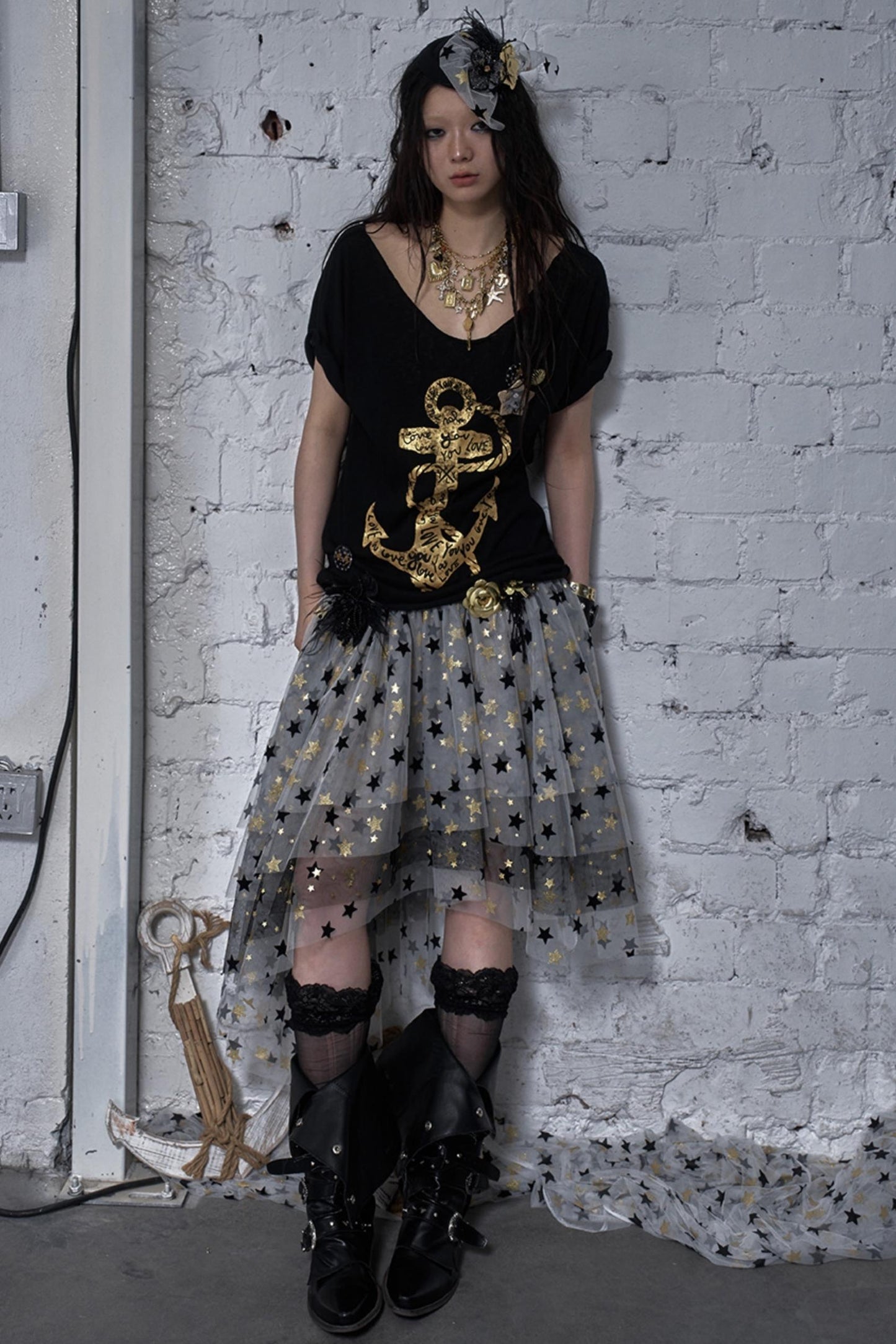 Sailor Style Printed Loose T-Shirt