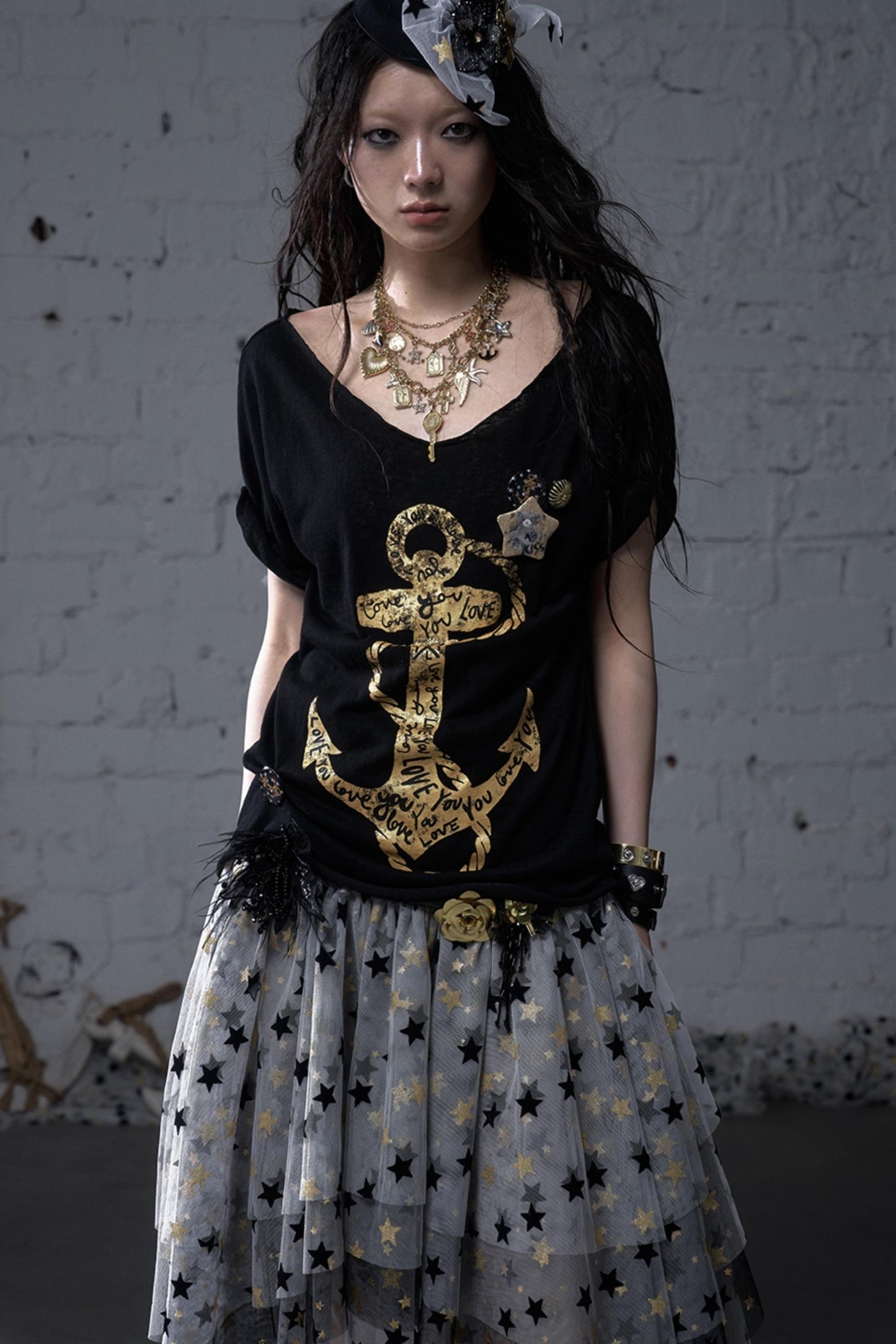 Sailor Style Printed Loose T-Shirt