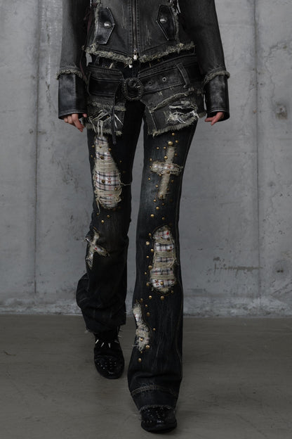 Distressed Straight Slim Jeans