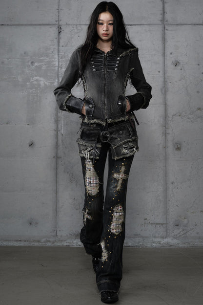 Distressed Straight Slim Jeans