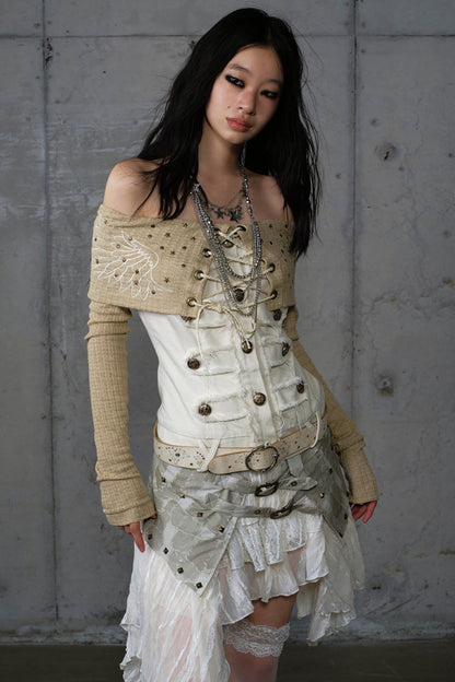 Vintage Denim Embroidered Long Sleeve Shirt