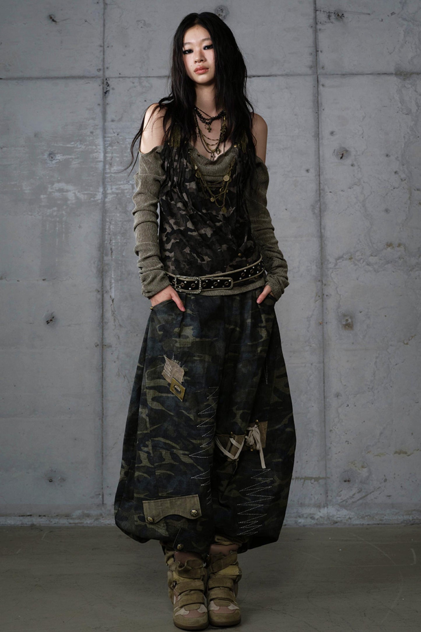 Heavy Industry Embroidery Camouflage Trousers