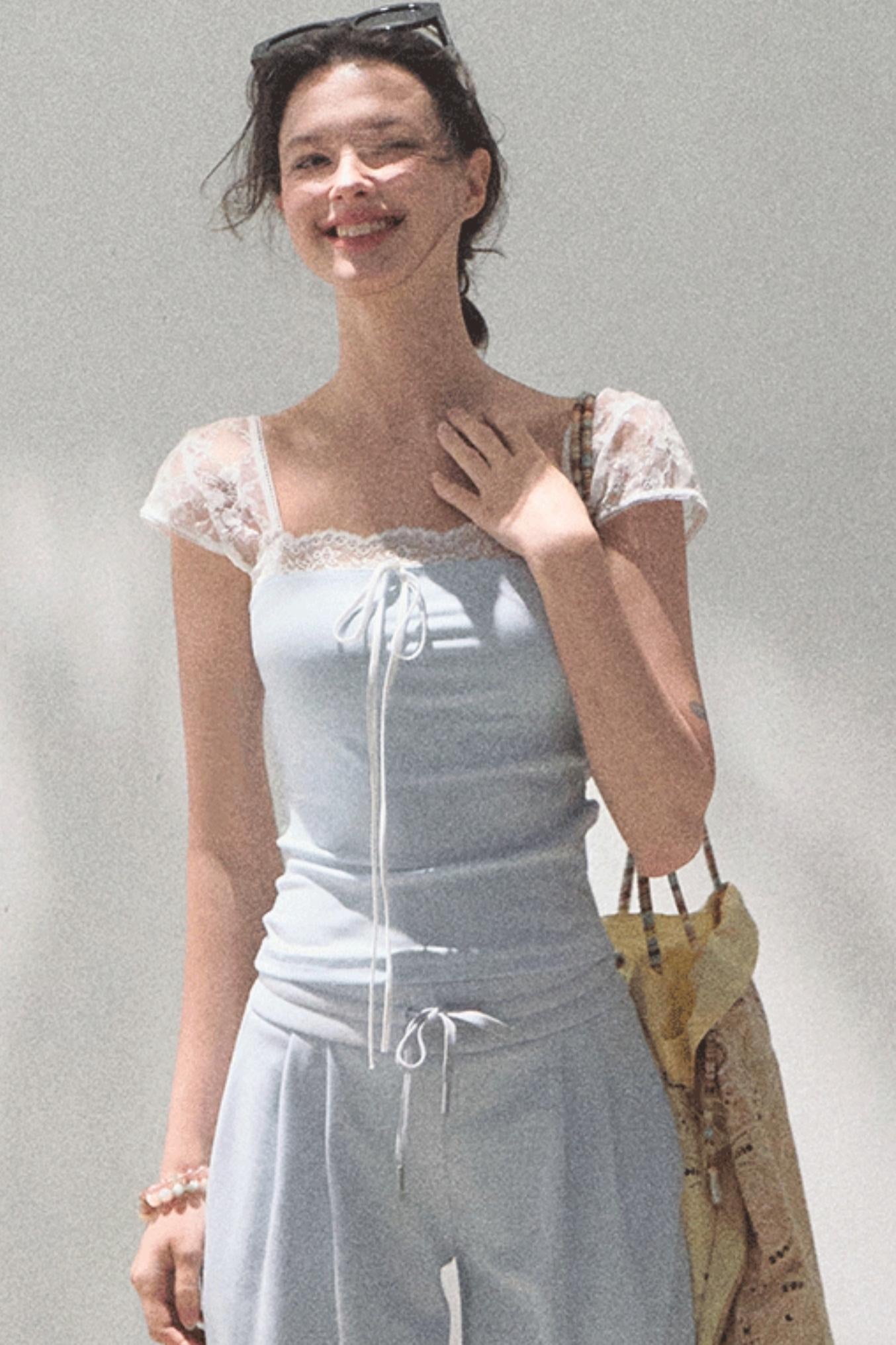 Cotton V-Neck Wide Leg Set-Up