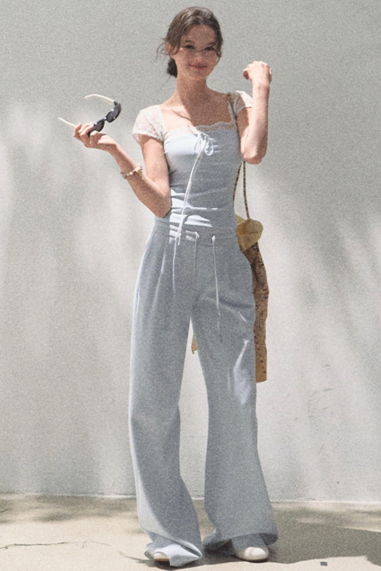 Cotton V-Neck Wide Leg Set-Up