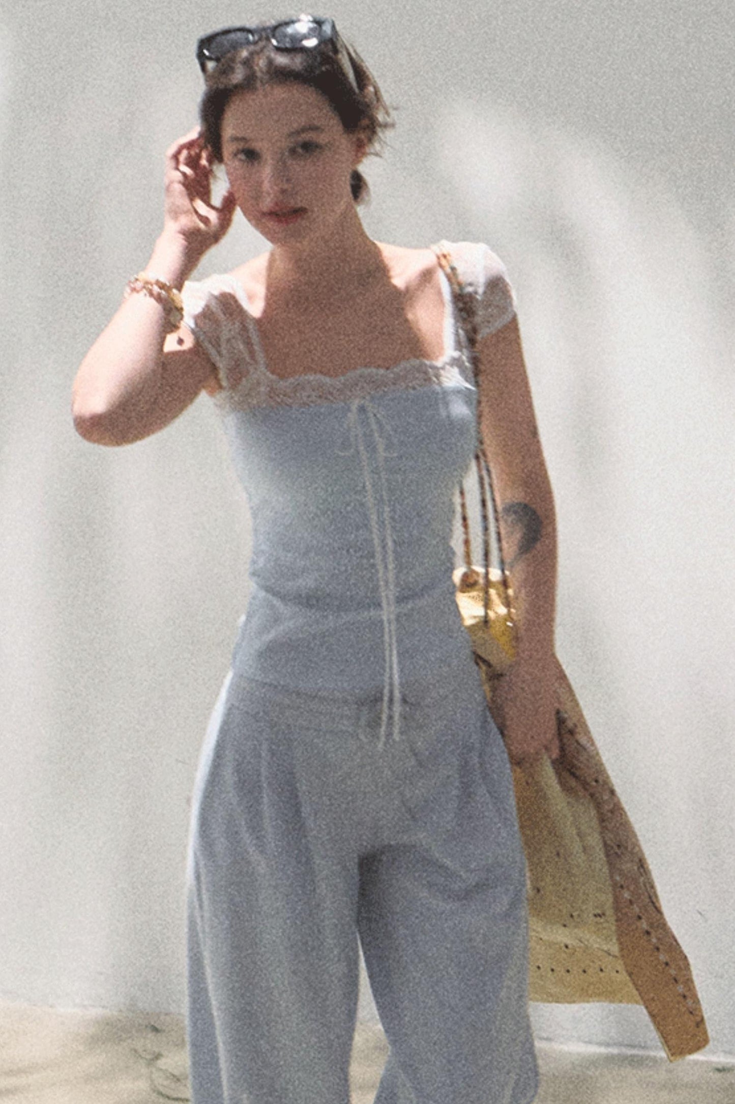 Cotton V-Neck Wide Leg Set-Up