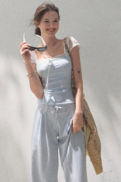 Cotton V-Neck Wide Leg Set-Up