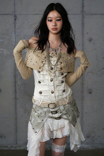 Vintage Denim Embroidered Long Sleeve Shirt