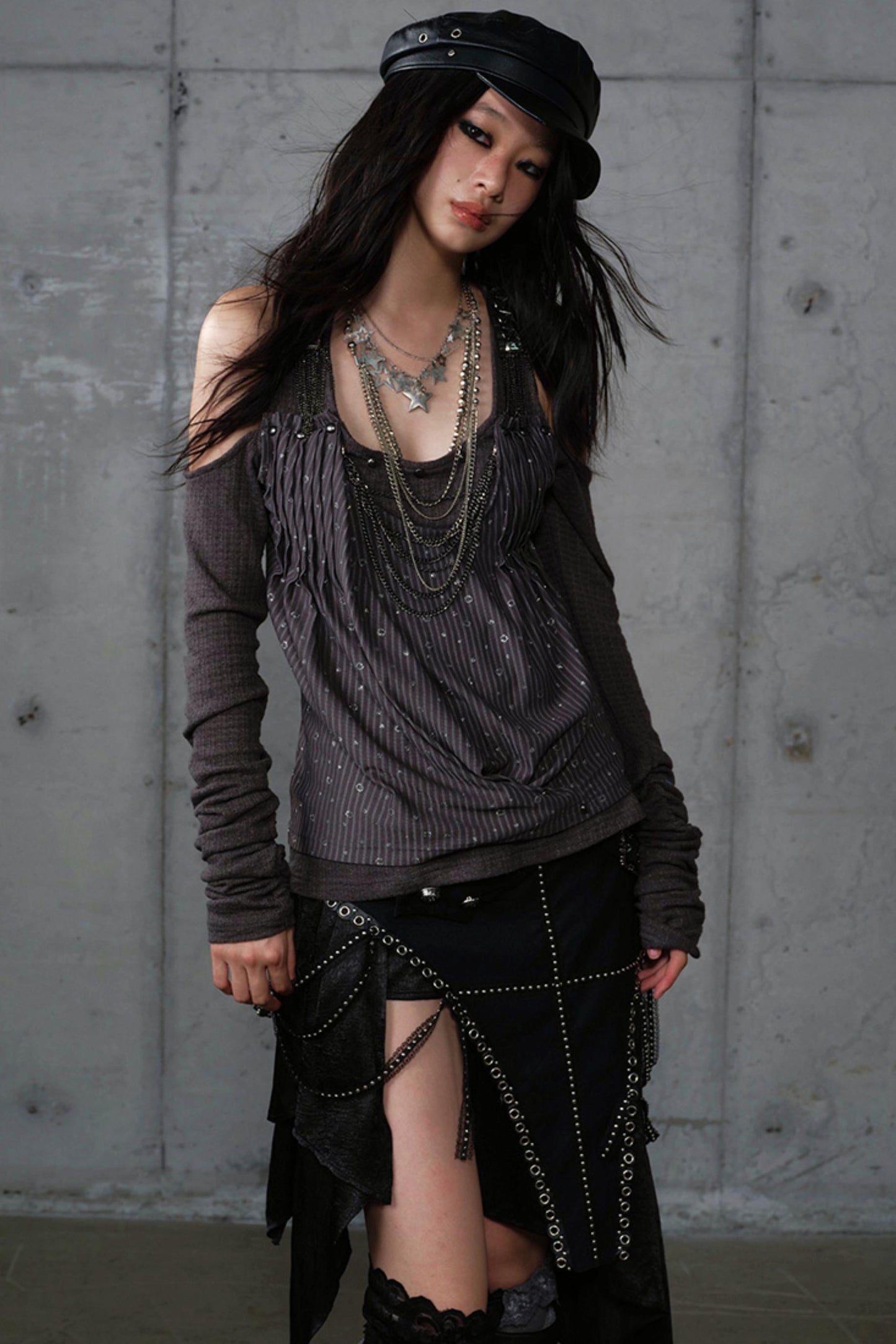 Leaky Shoulder Long Sleeve Top