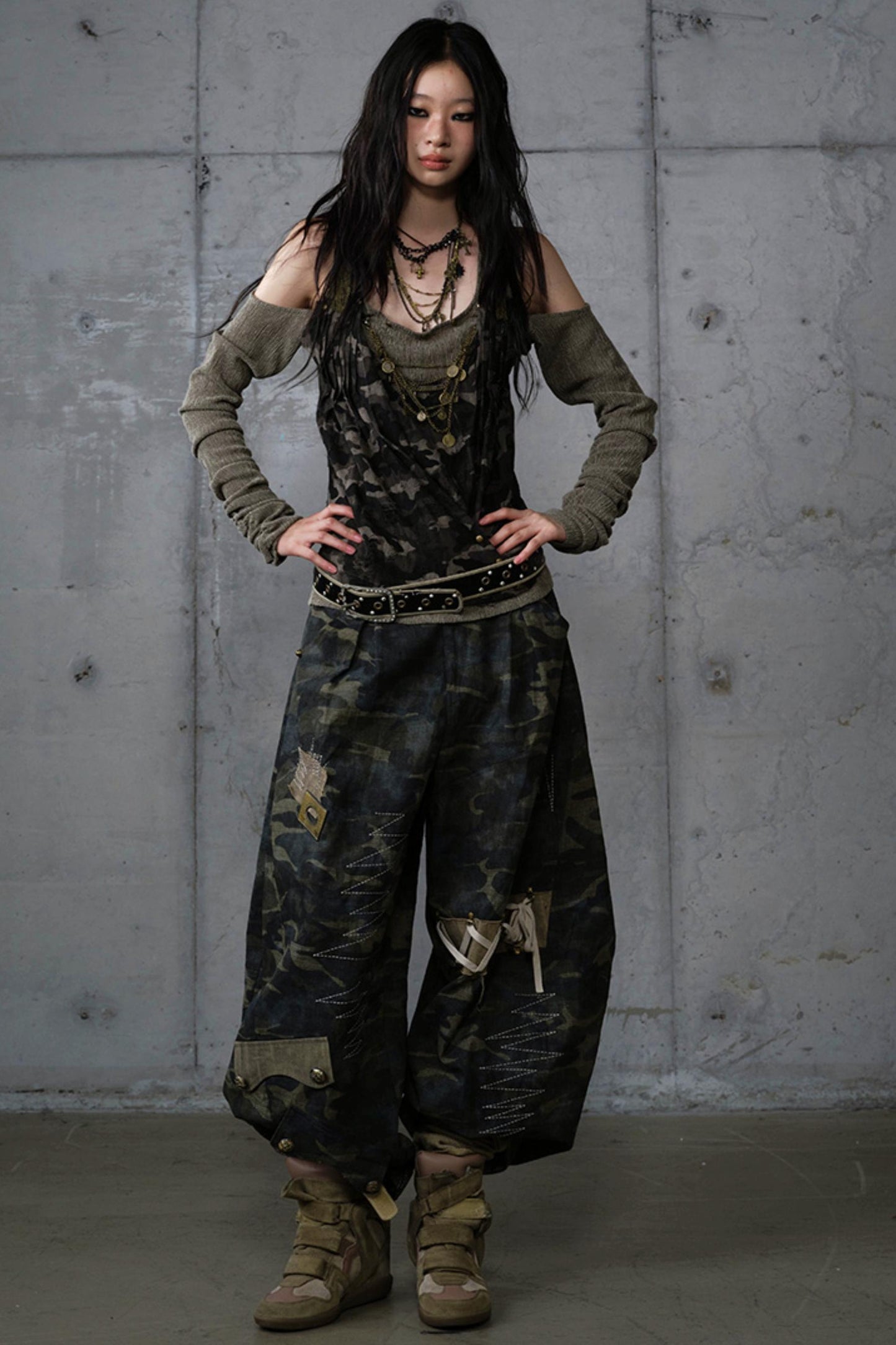 Heavy Industry Embroidery Camouflage Trousers