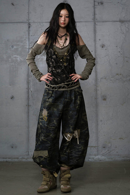 Heavy Industry Embroidery Camouflage Trousers