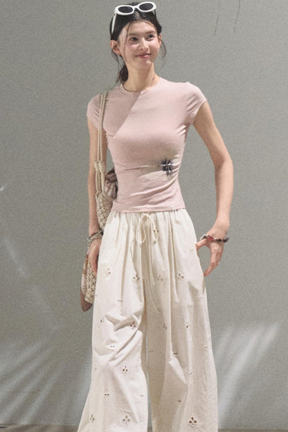 Self-Love Embroidered Summer Pants