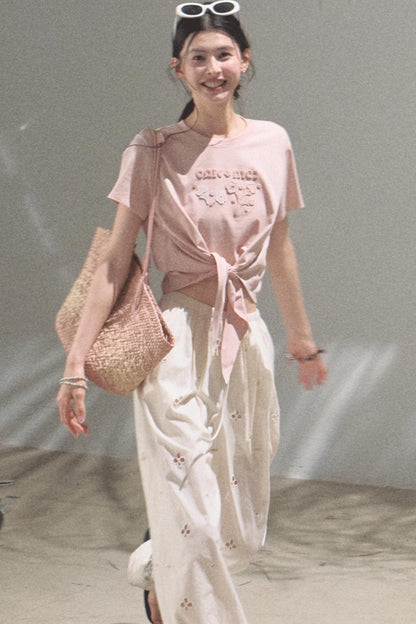 Self-Love Embroidered Summer Pants