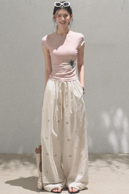 Self-Love Embroidered Summer Pants