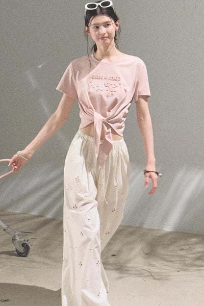 Self-Love Embroidered Summer Pants