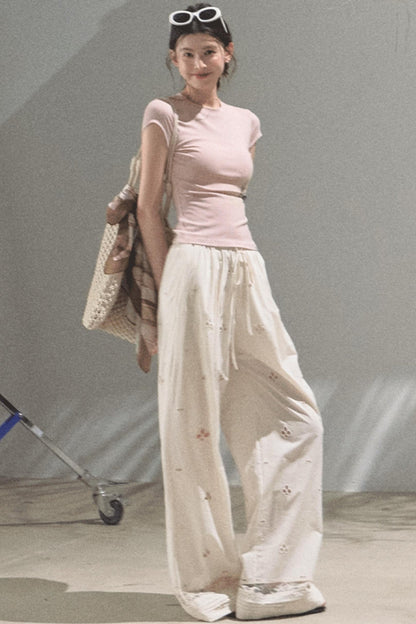 Self-Love Embroidered Summer Pants