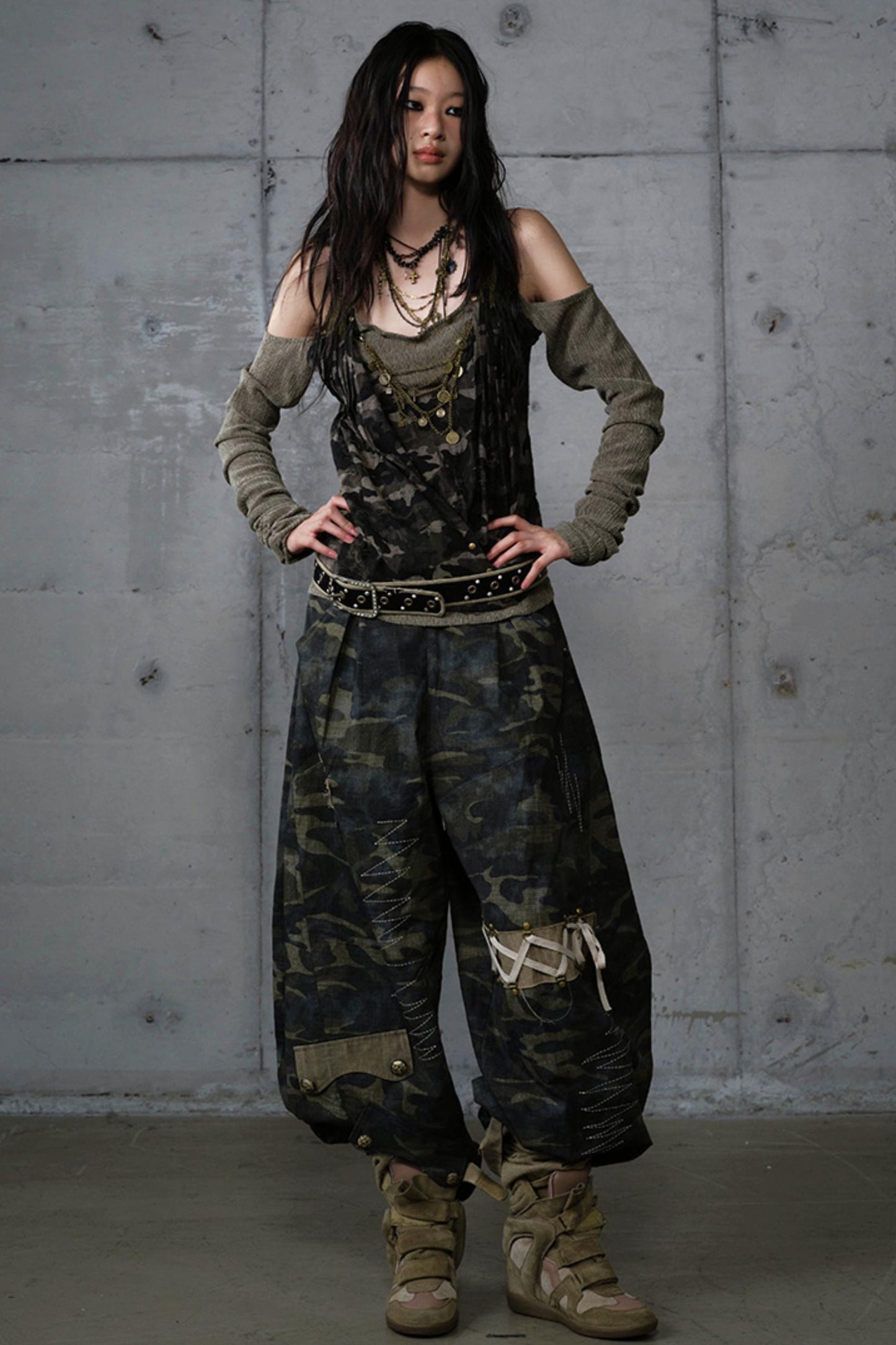 Heavy Industry Embroidery Camouflage Trousers