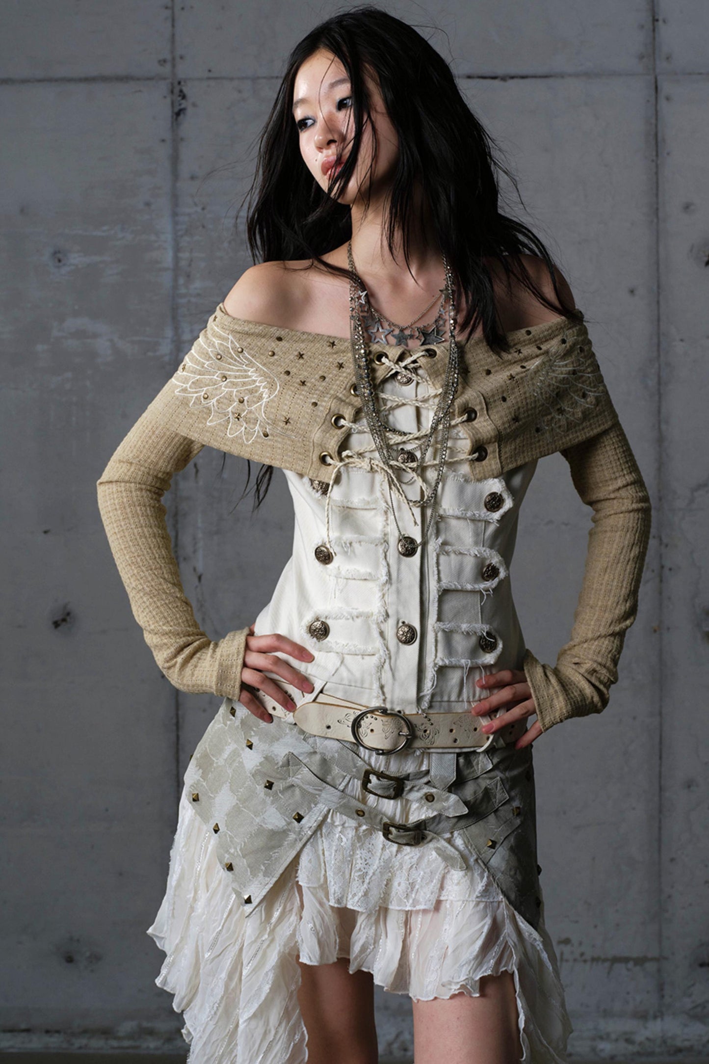 Vintage Denim Embroidered Long Sleeve Shirt