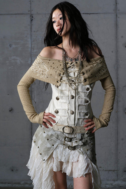 Vintage Denim Embroidered Long Sleeve Shirt