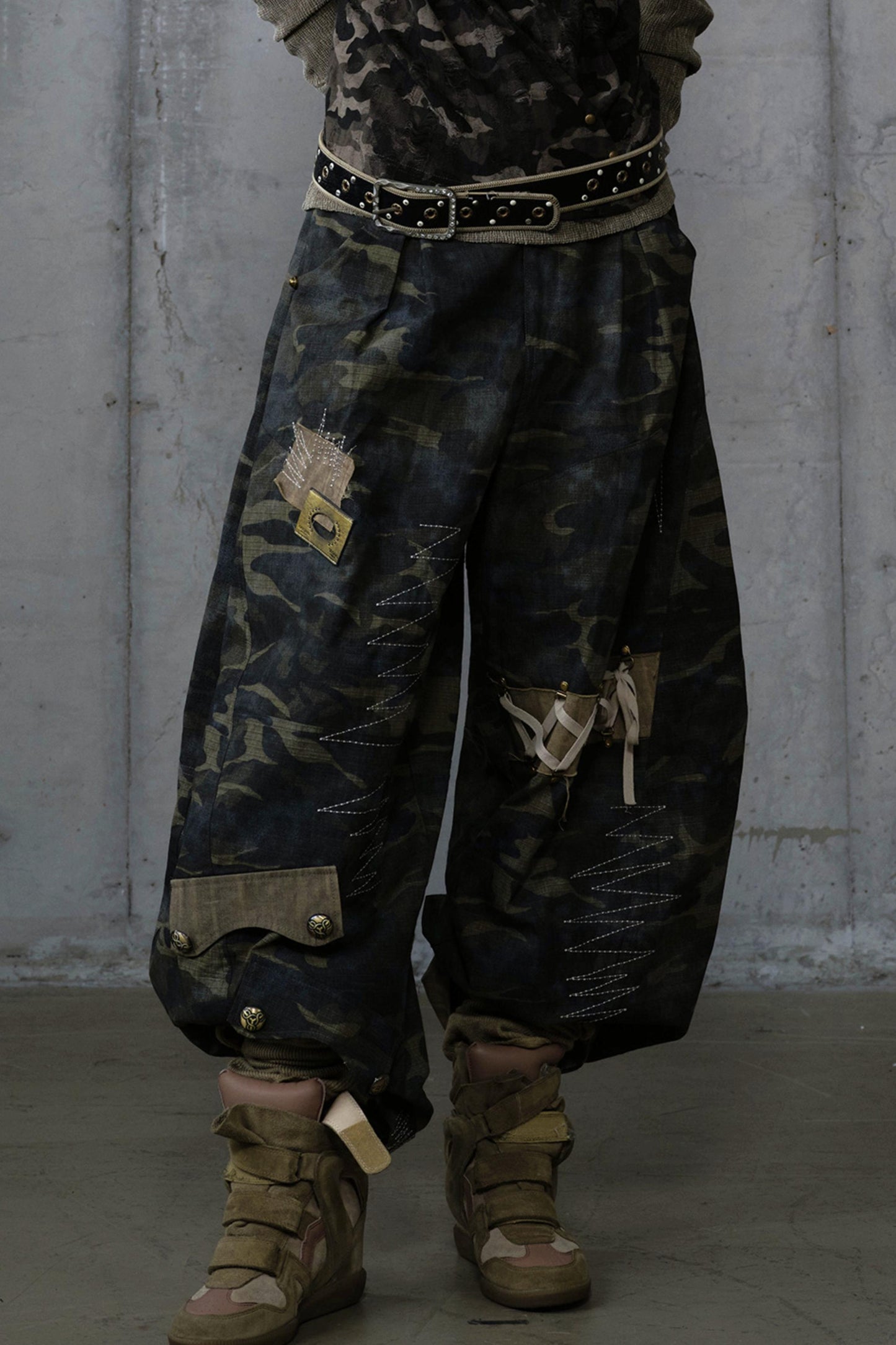 Heavy Industry Embroidery Camouflage Trousers