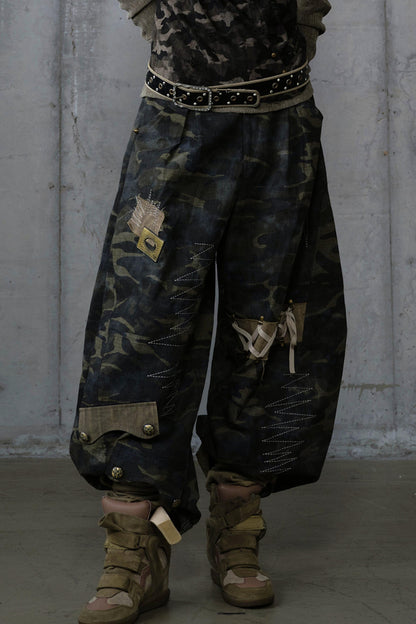 Heavy Industry Embroidery Camouflage Trousers
