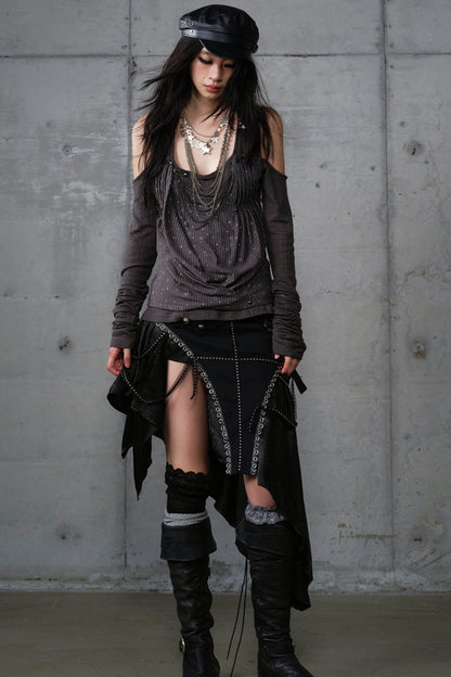 Leaky Shoulder Long Sleeve Top