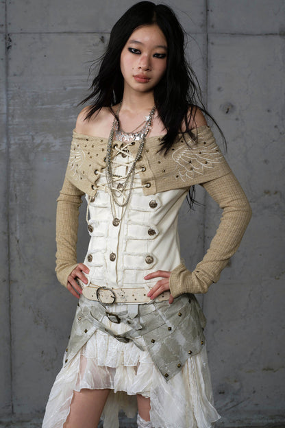 Vintage Denim Embroidered Long Sleeve Shirt