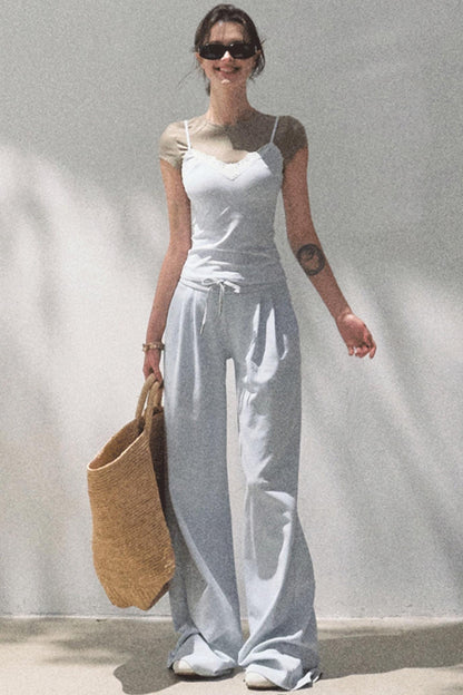 Cotton V-Neck Wide Leg Set-Up