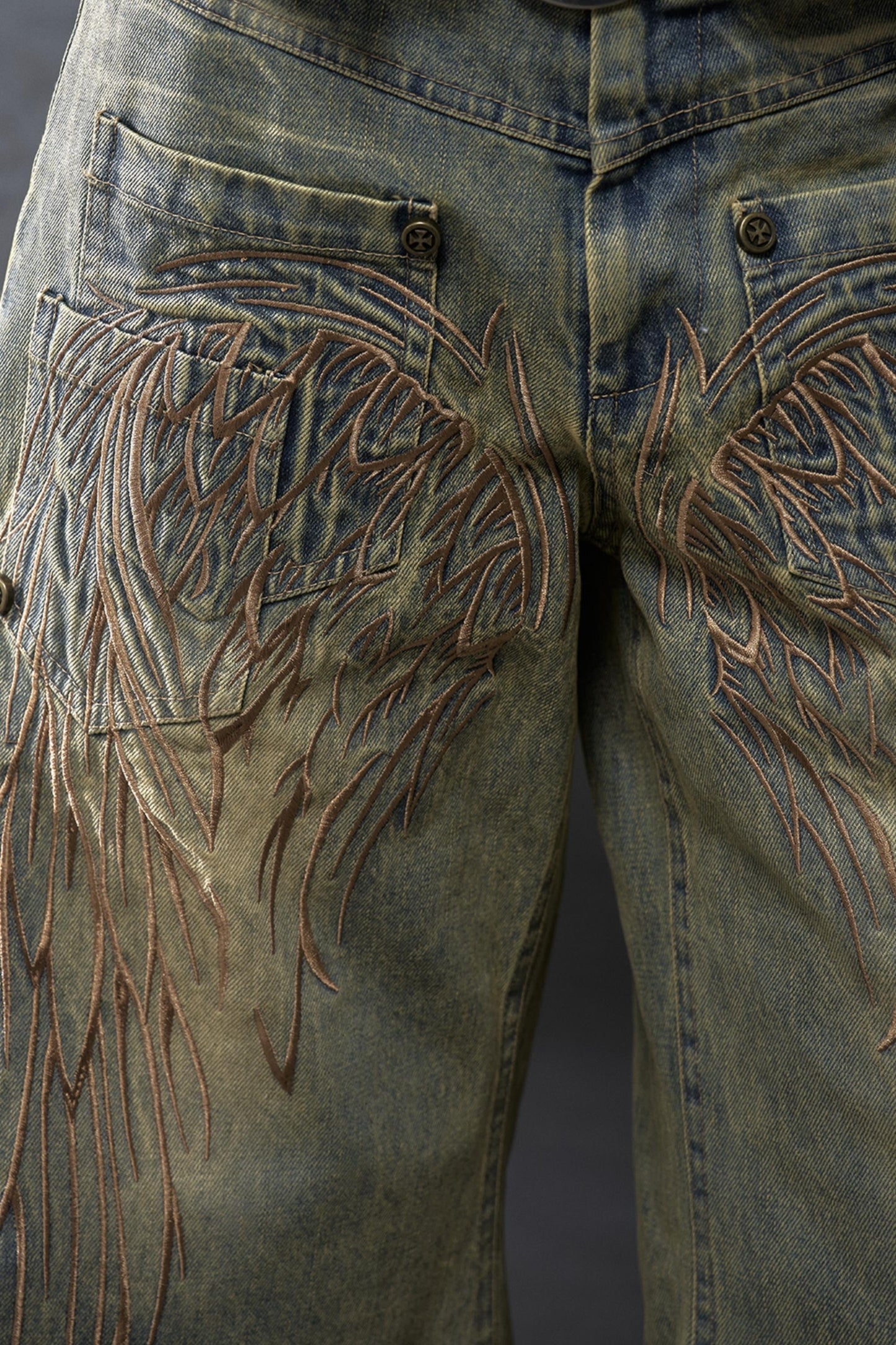 Winged Denim Trousers