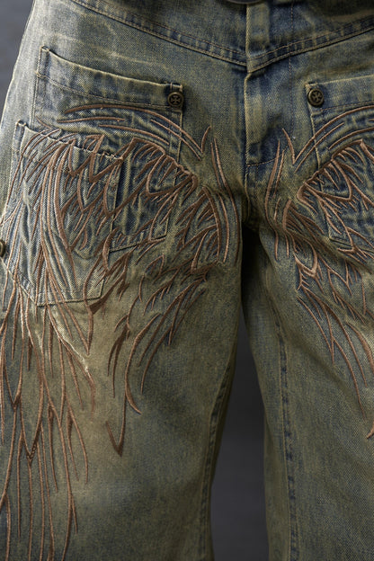 Winged Denim Trousers
