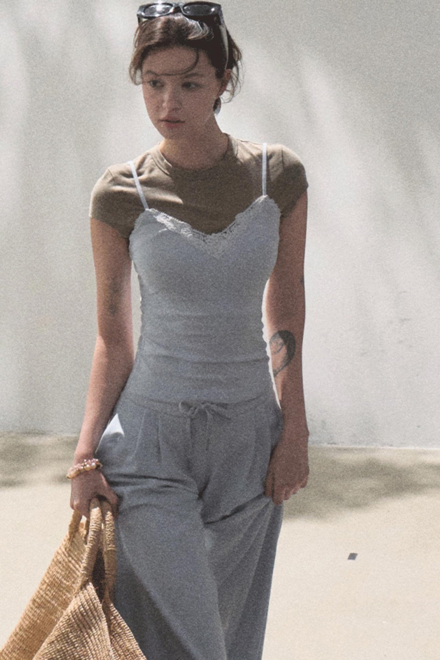 Cotton V-Neck Wide Leg Set-Up