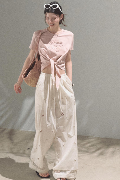 Self-Love Embroidered Summer Pants