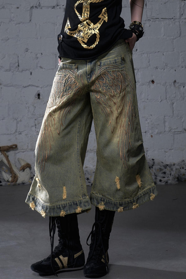 Winged Denim Trousers
